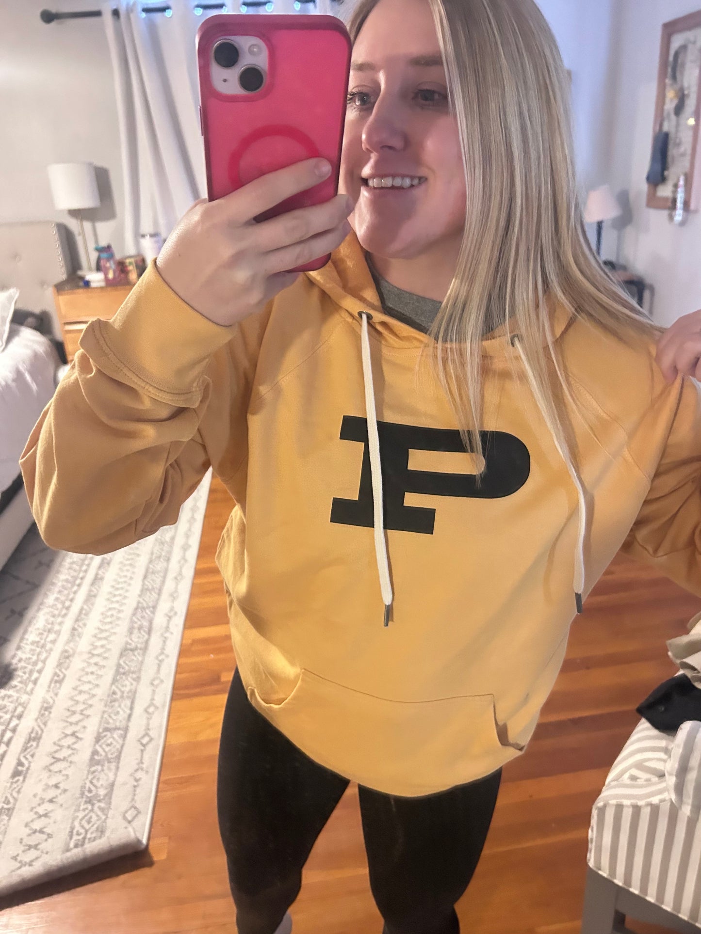 Perry P Lightweight Yellow Hooded Sweatshirt