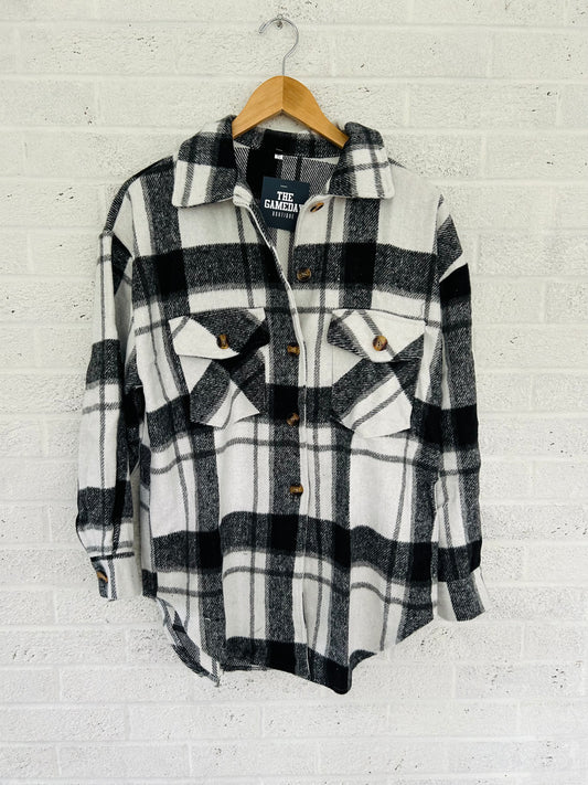 Black and White Flannel Shacket