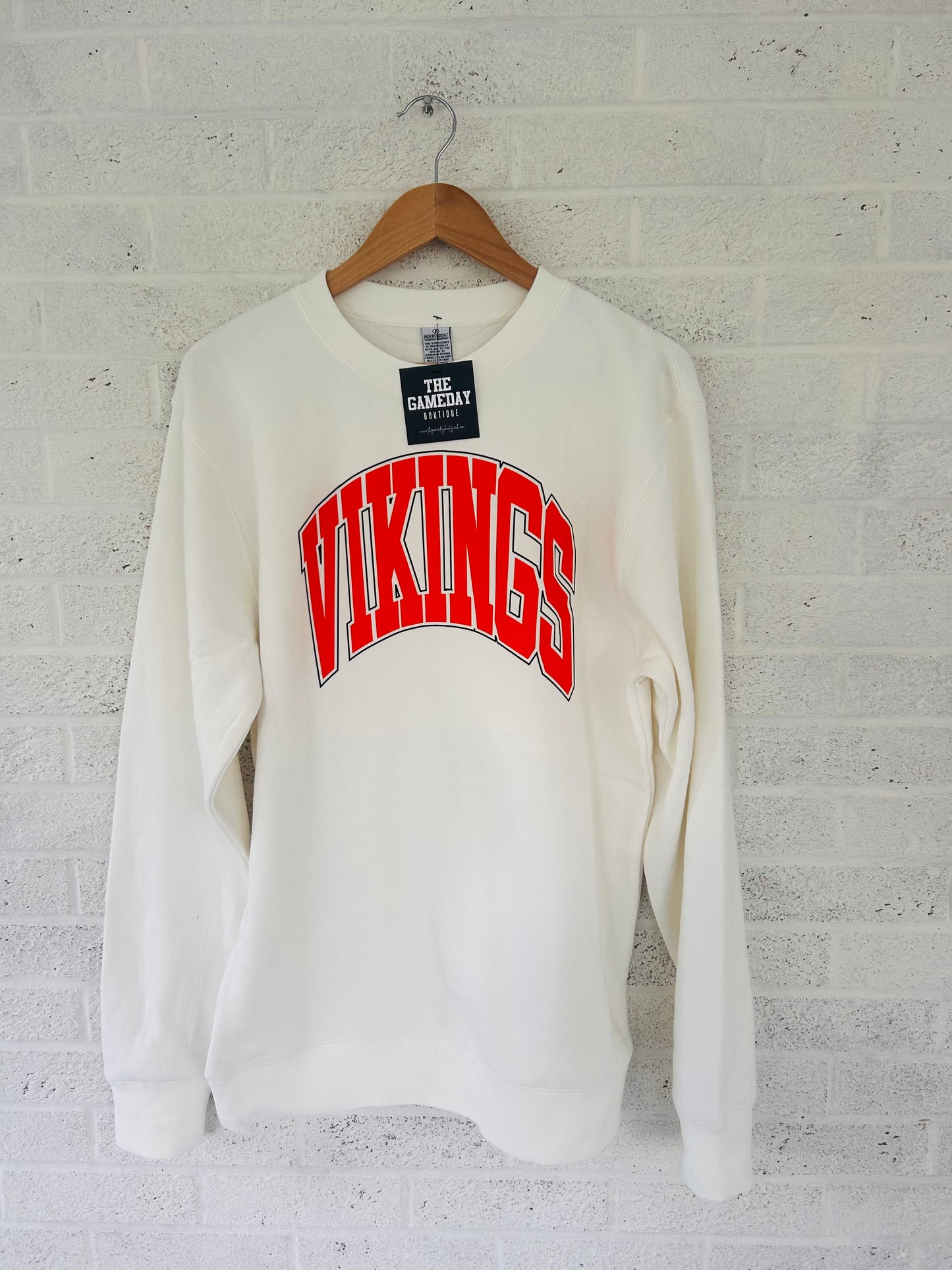 Vikings Arch Vintage Adult Sweatshirt White