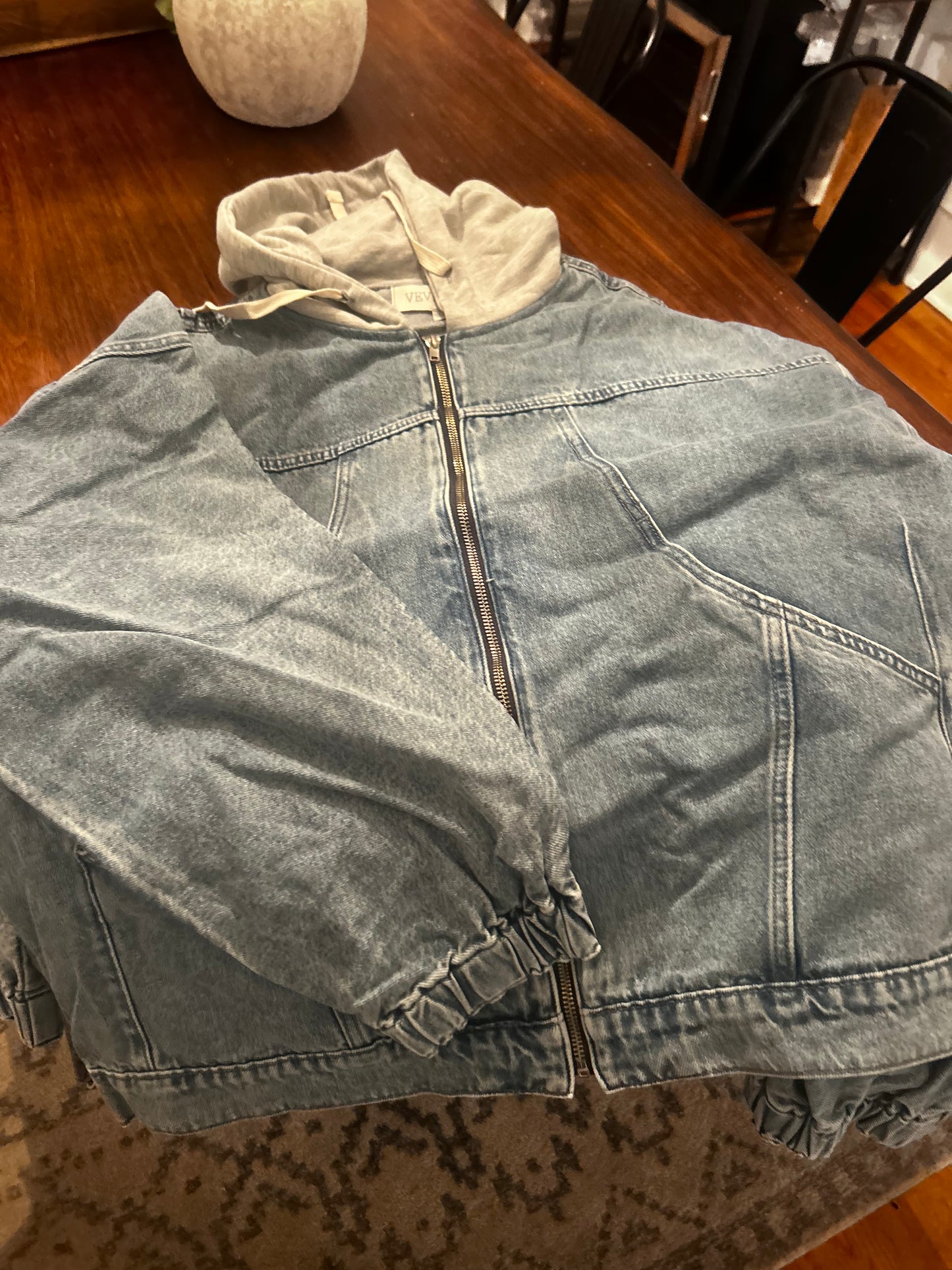 Denim Hoodie Zipup Jacket
