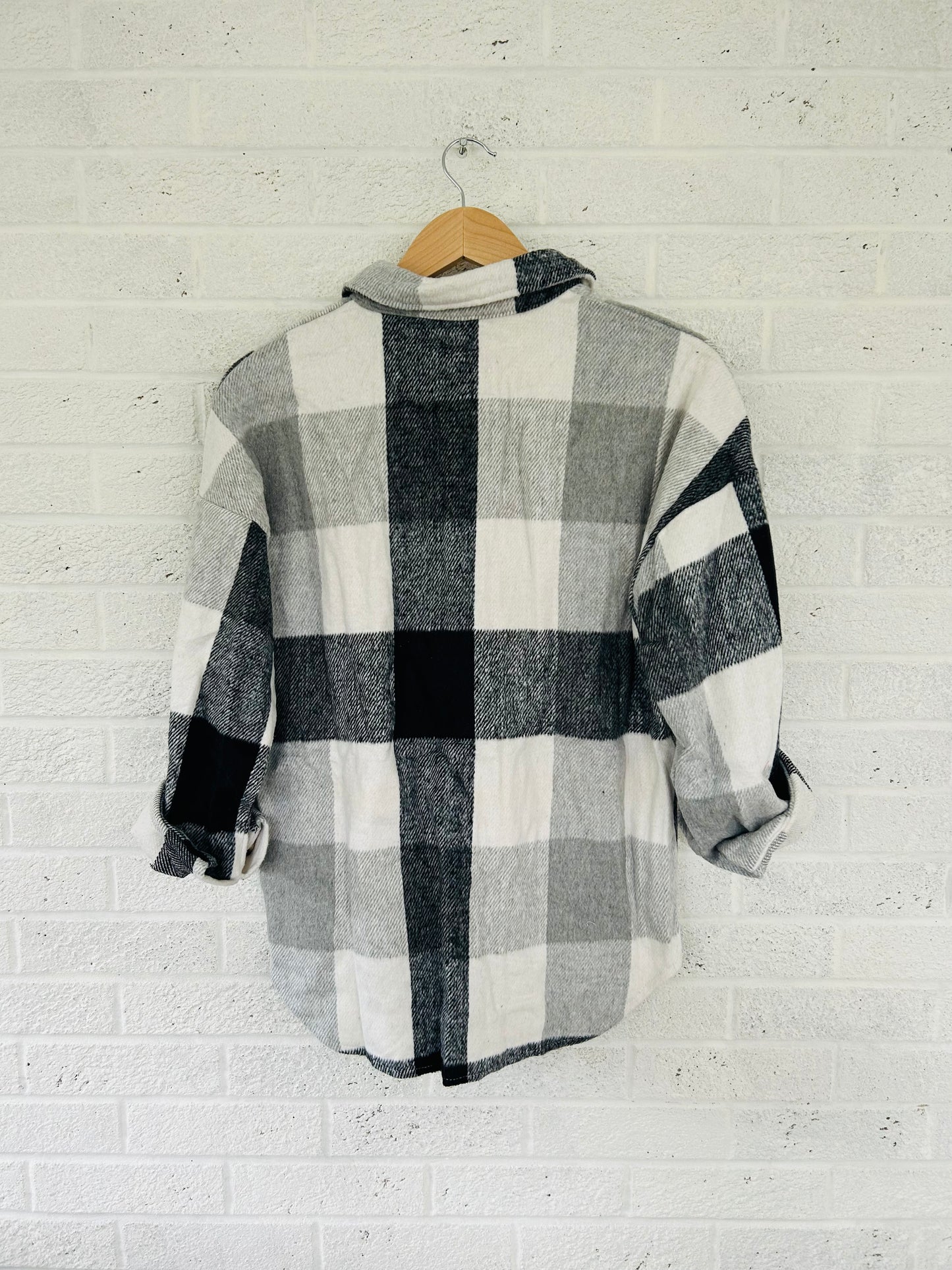 Grey and White Flannel Shacket