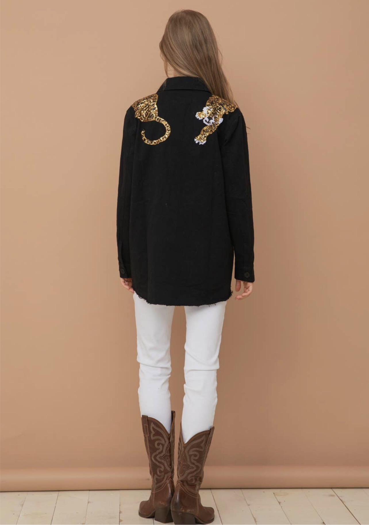 Sequins Tiger Cargo Shacket