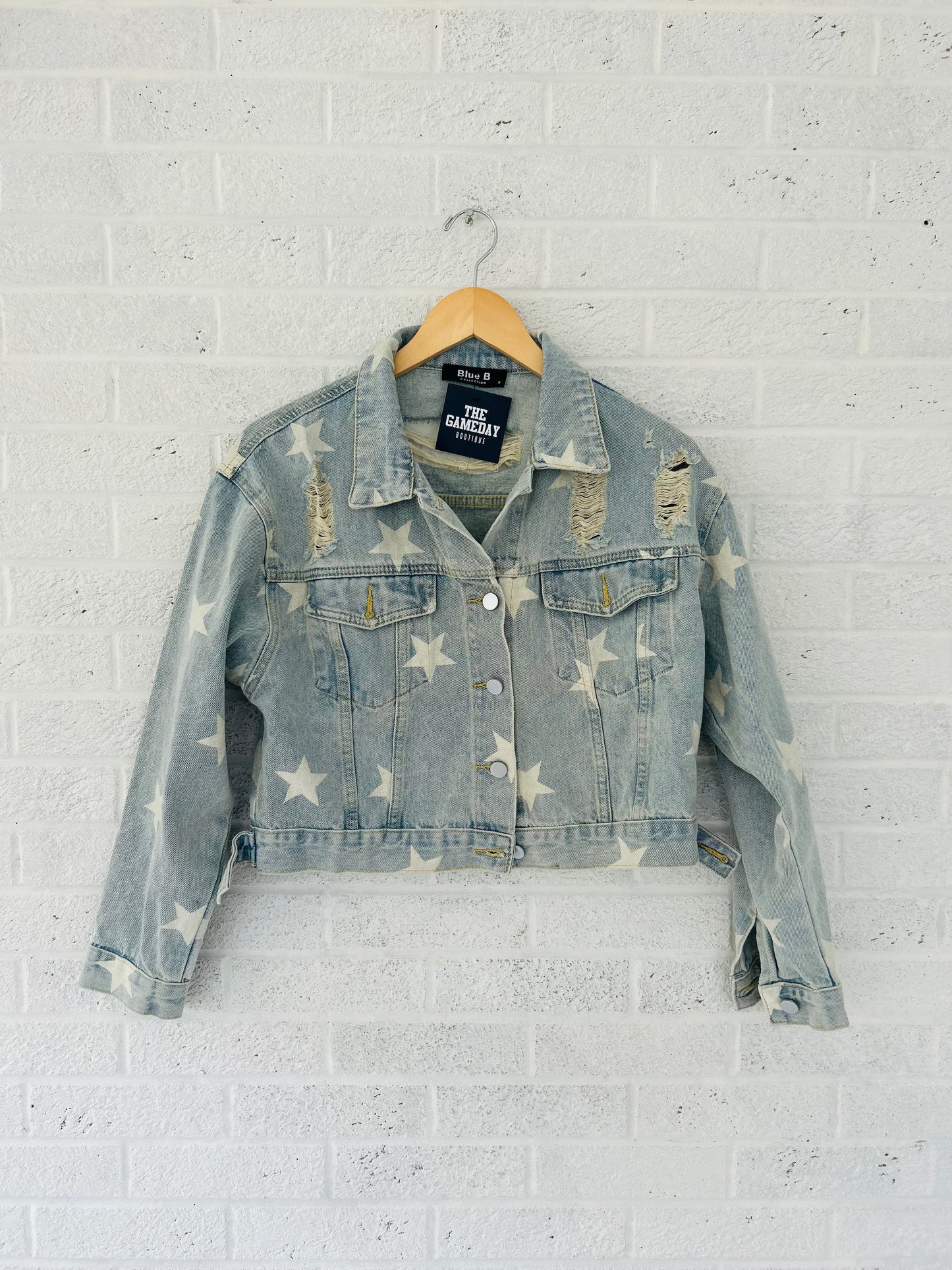 Distressed Denim Star Jean Jacket