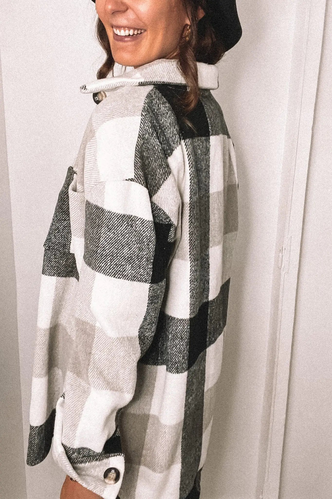 Grey and White Flannel Shacket