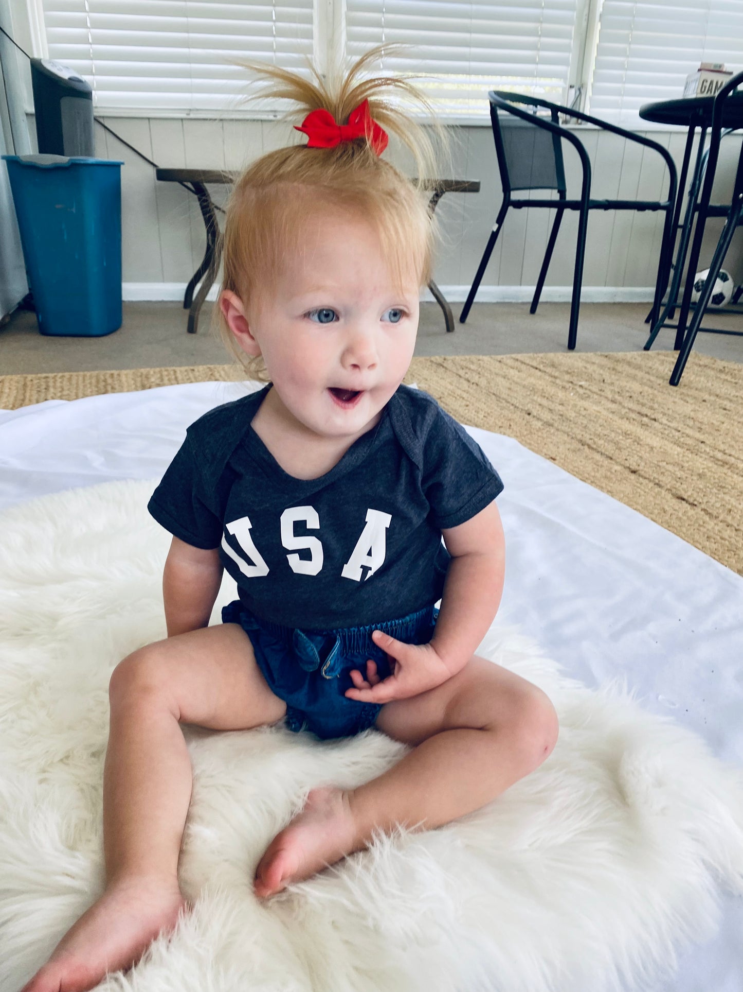 USA Vintage Navy Blue Baby Bodysuit/Onesie