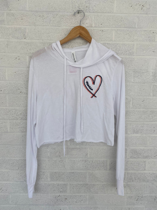Laced Heart Orange and Black Cropped Long Sleeve T-shirt Hoodie