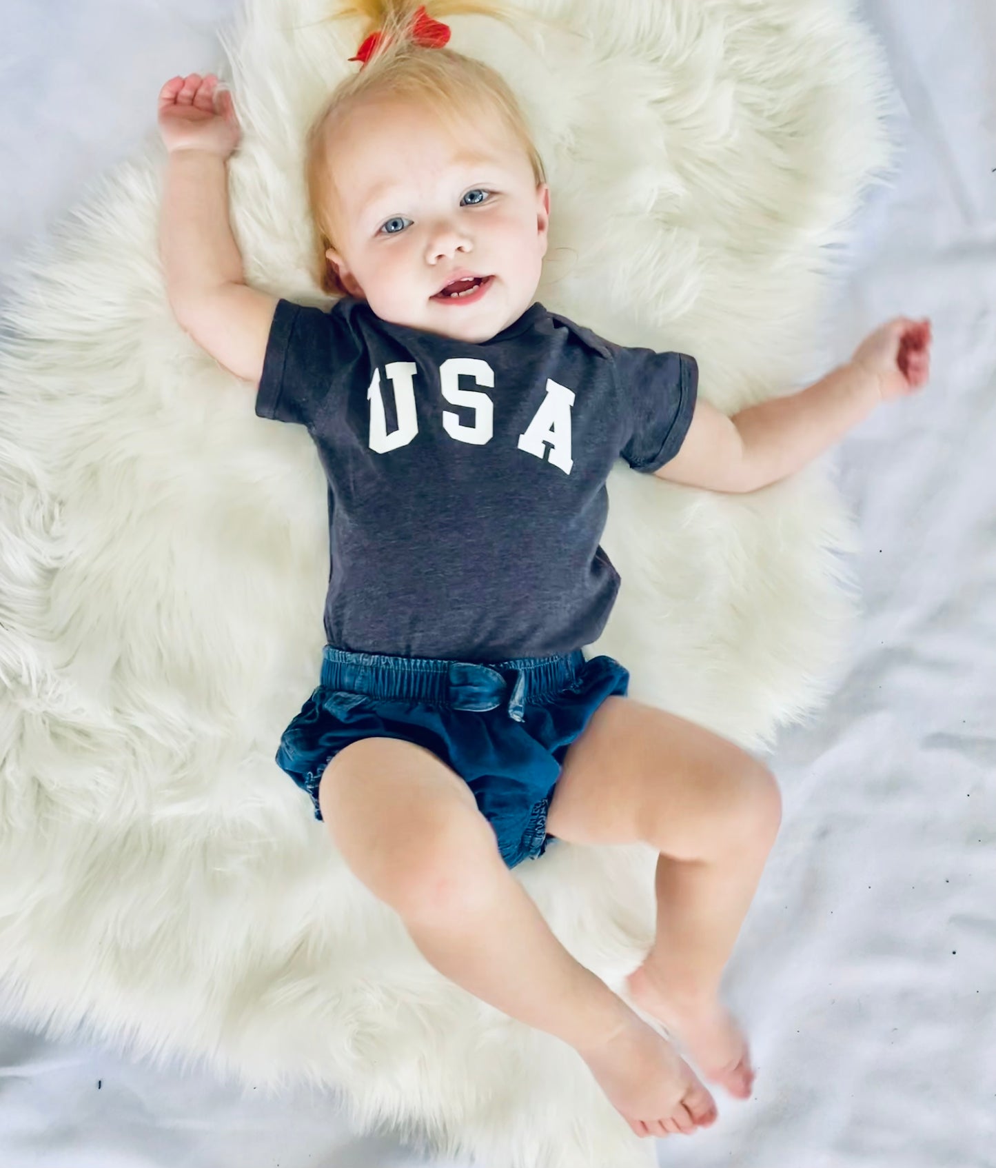 USA Vintage Navy Blue Baby Bodysuit/Onesie