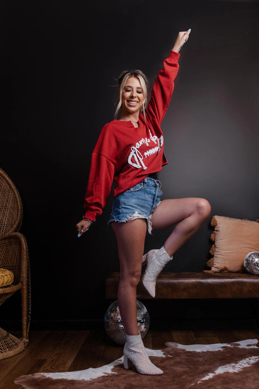 Game Day Yarn Crop Sweatshirt