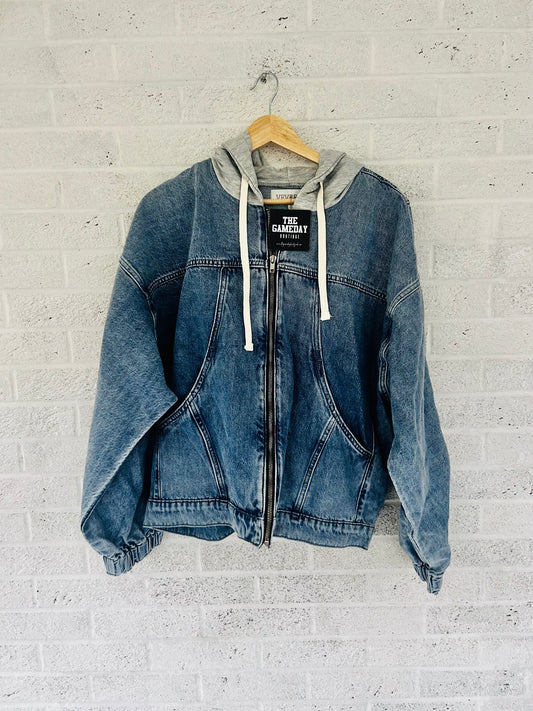 Denim Hoodie Zipup Jacket
