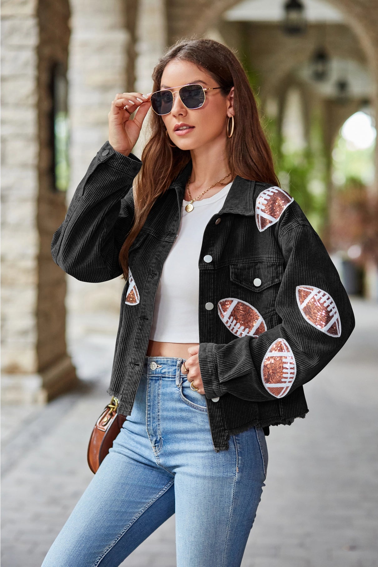 Sequin Corded Football Jacket The Gameday Boutique