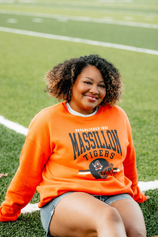 Massillon Tiger Football Helmet Sweatshirt