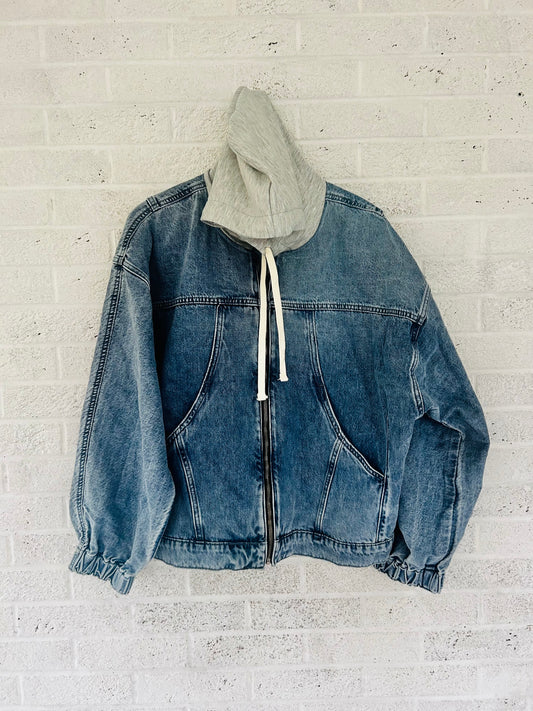 Denim Hoodie Zipup Jacket