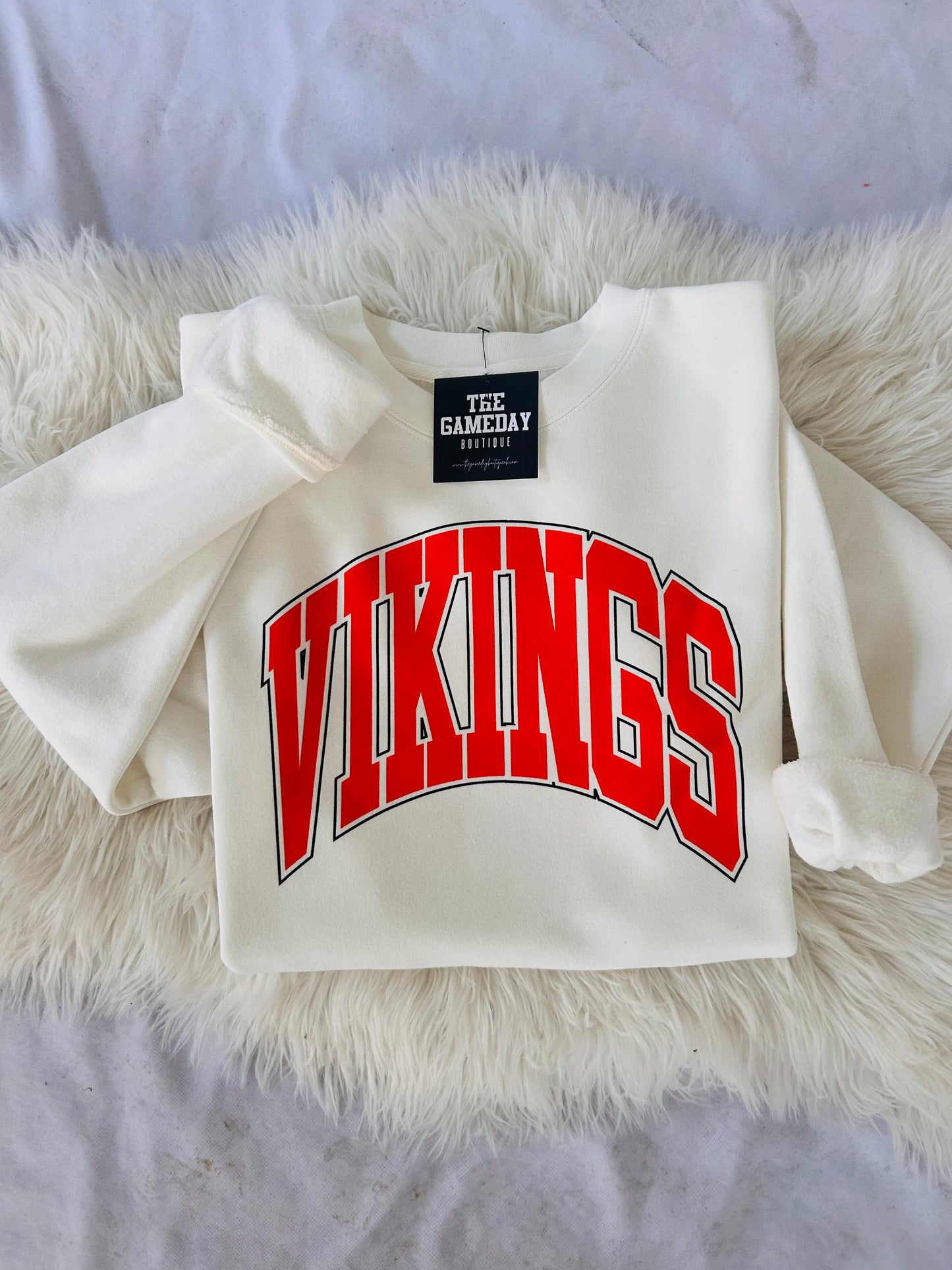 Vikings Arch Vintage Adult Sweatshirt White