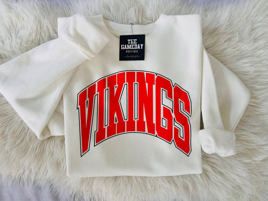 Vikings Arch Vintage Adult Sweatshirt White