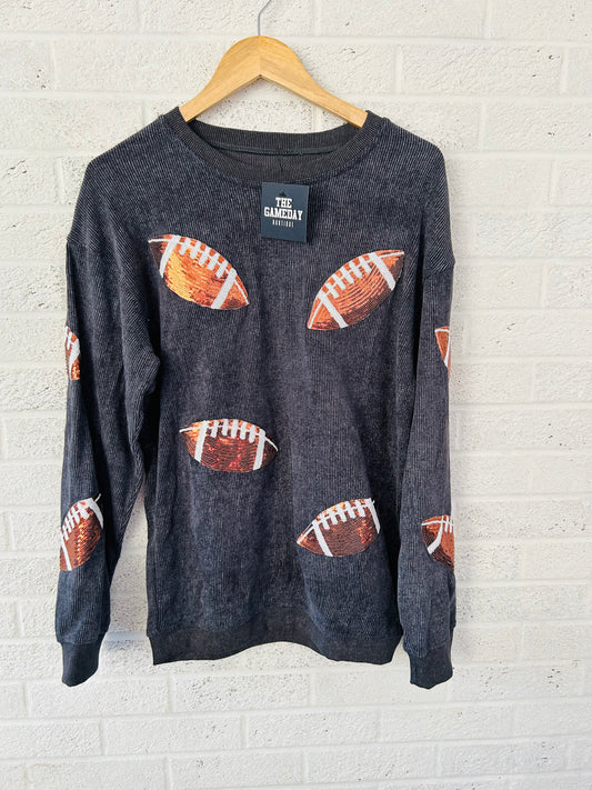 Corded Sequins Football Sweatshirt