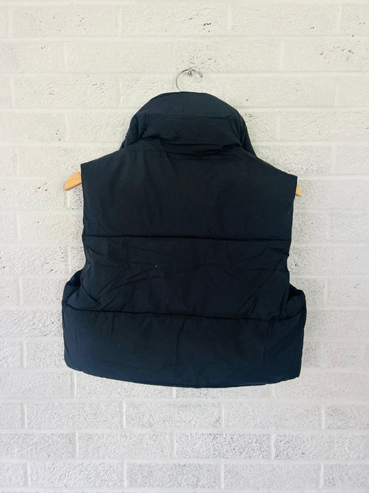 Black Cropped Puffer Vest