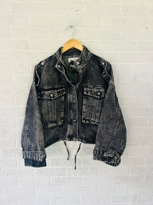 Black Denim Cargo Jacket
