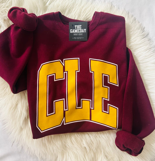 CLE Spongefleece Sweatshirt Maroon and Gold