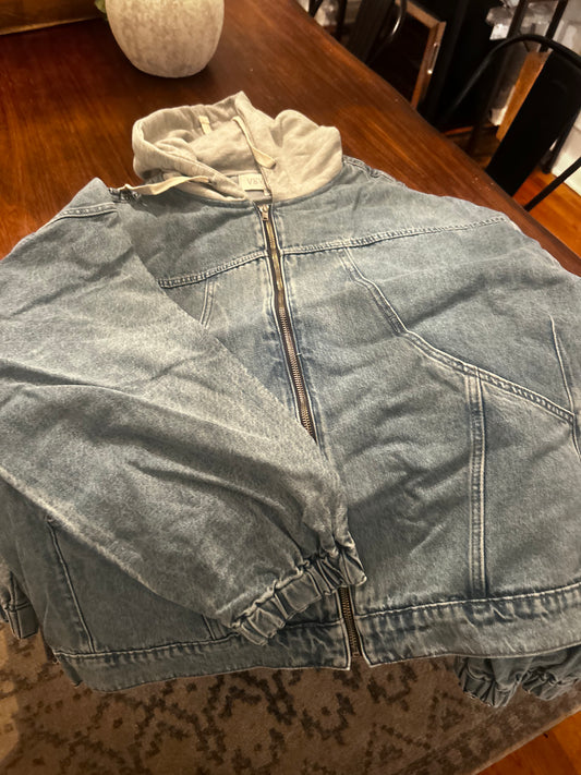 Denim Hoodie Zipup Jacket