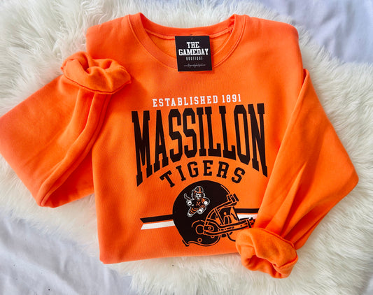 Massillon Tiger Football Helmet Sweatshirt