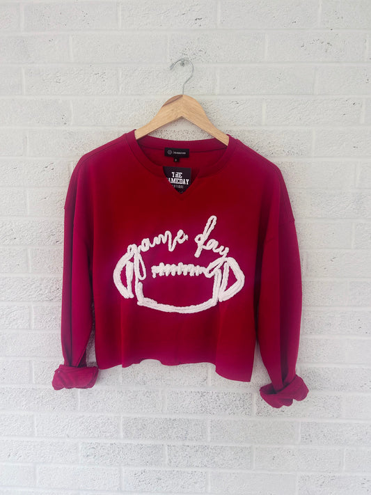 Game Day Yarn Crop Sweatshirt