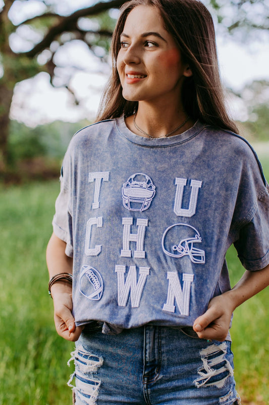 Touchdown Acid Washed Blue T-shirt