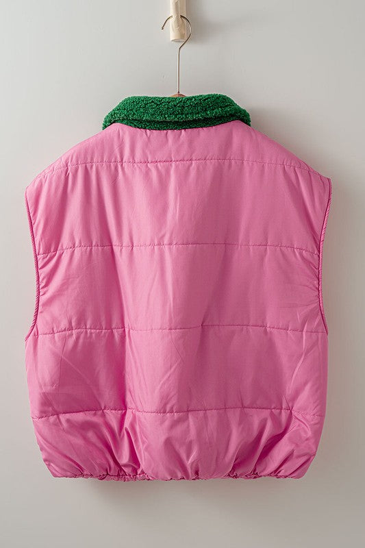 Pink and Green Puffer Vest