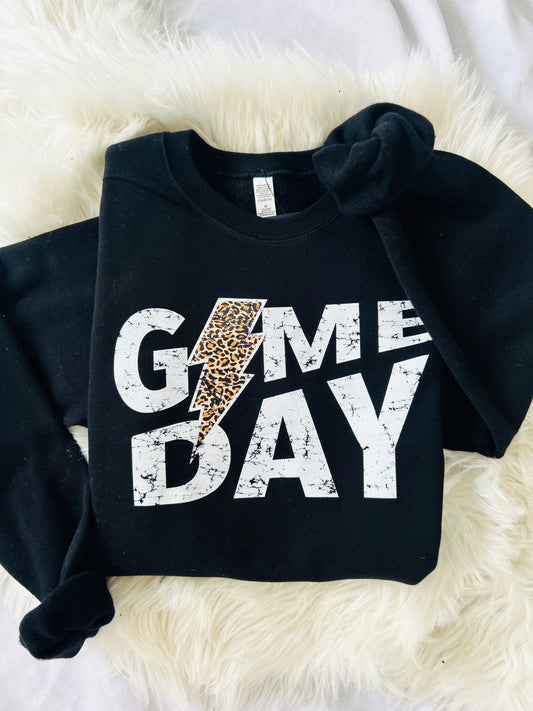 Game Day Cheetah Lightning Bolt Sponge-fleece Sweatshirt