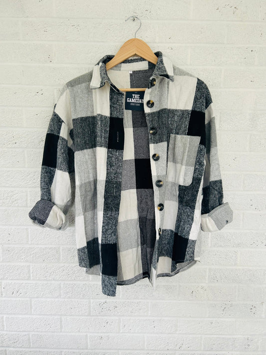 Grey and White Flannel Shacket