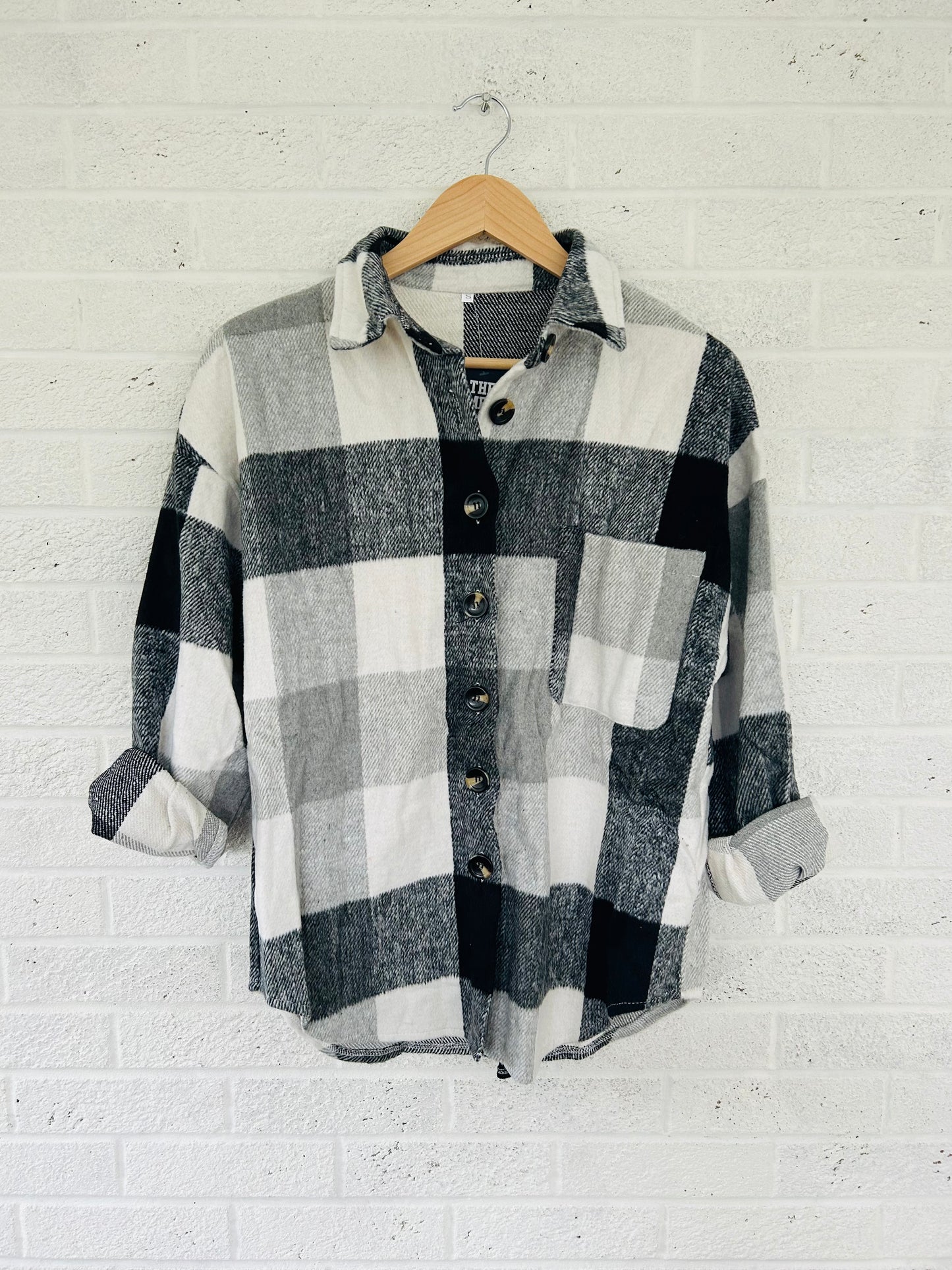 Grey and White Flannel Shacket