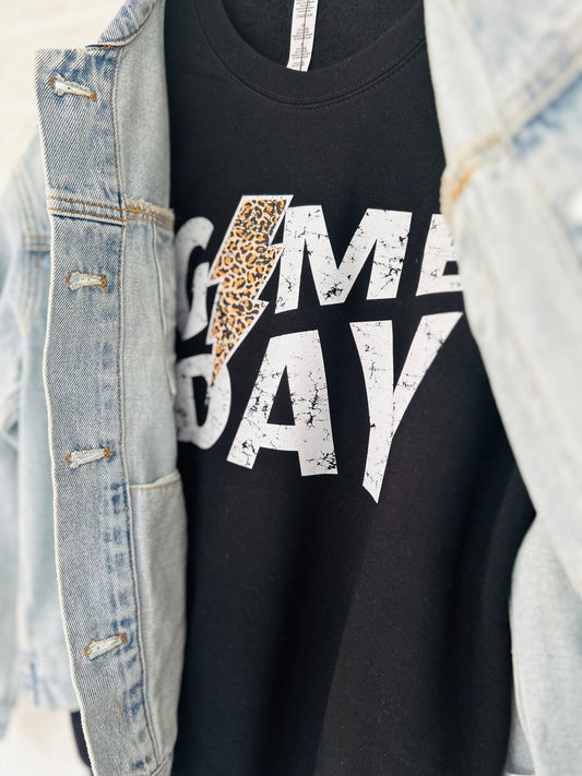 Game Day Cheetah Lightning Bolt Sponge-fleece Sweatshirt