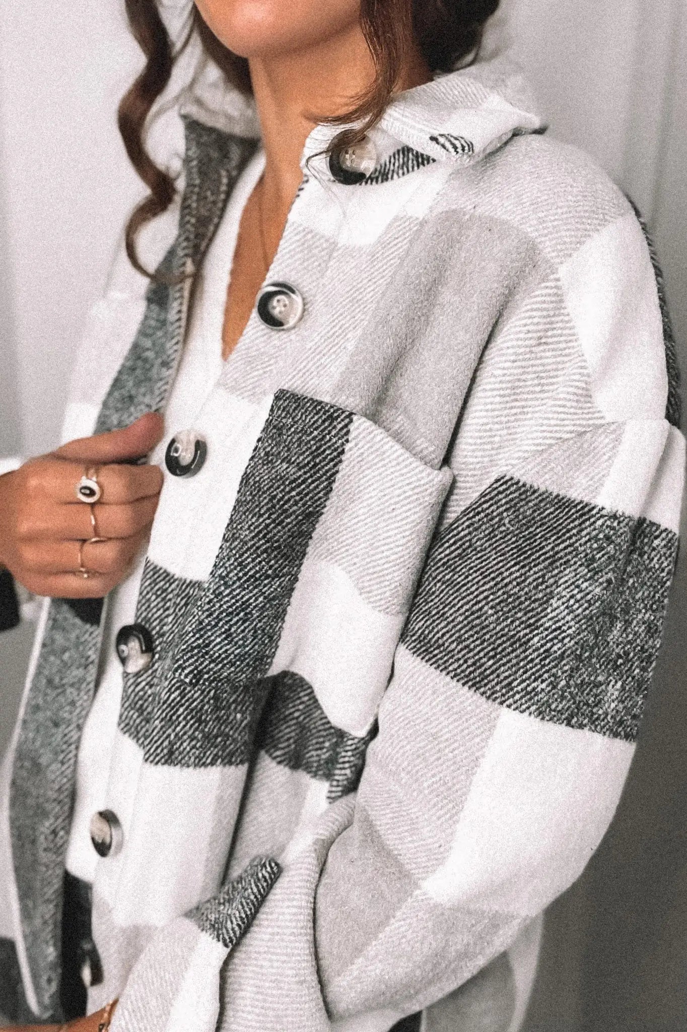 Grey and White Flannel Shacket