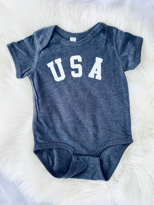 USA Vintage Navy Blue Baby Bodysuit/Onesie