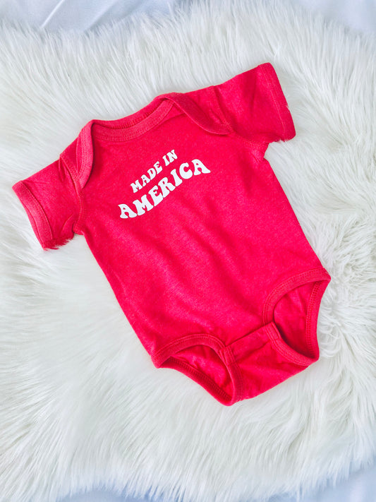 Made in America Vintage Red Baby Bodysuit/Onesie