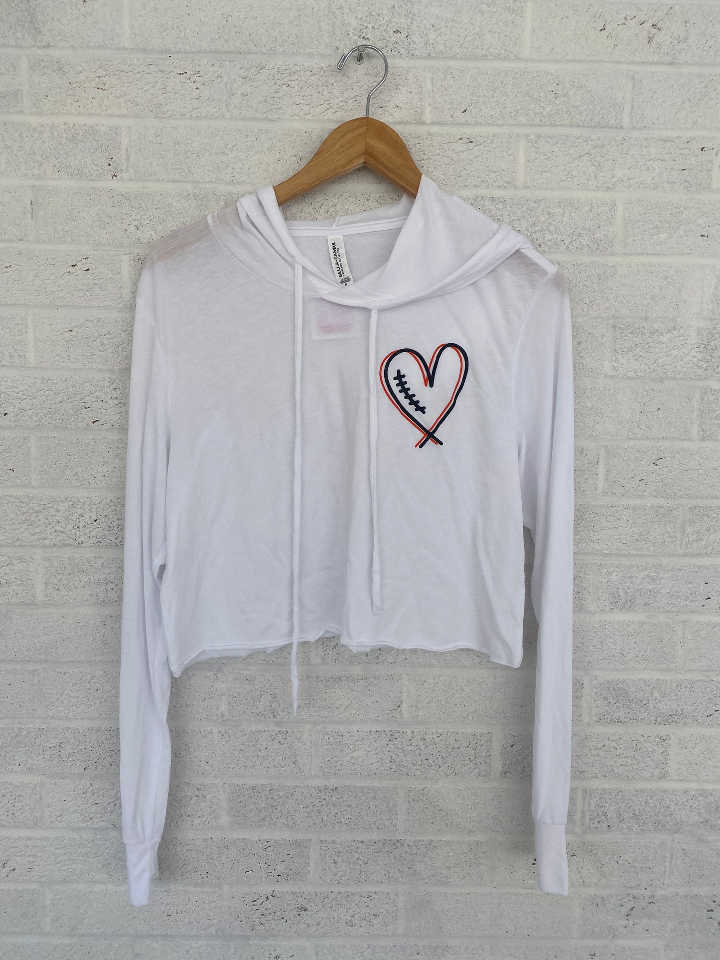 Laced Heart Orange and Black Cropped Long Sleeve T-shirt Hoodie
