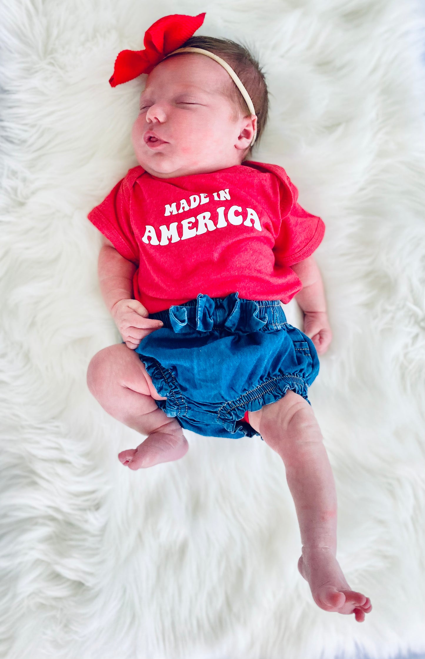 Made in America Vintage Red Baby Bodysuit/Onesie