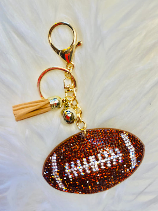 Glitzy Football Keychain