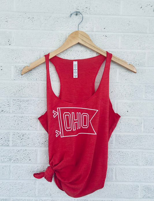 Ohio Pennant Flag Racerback Tank Top