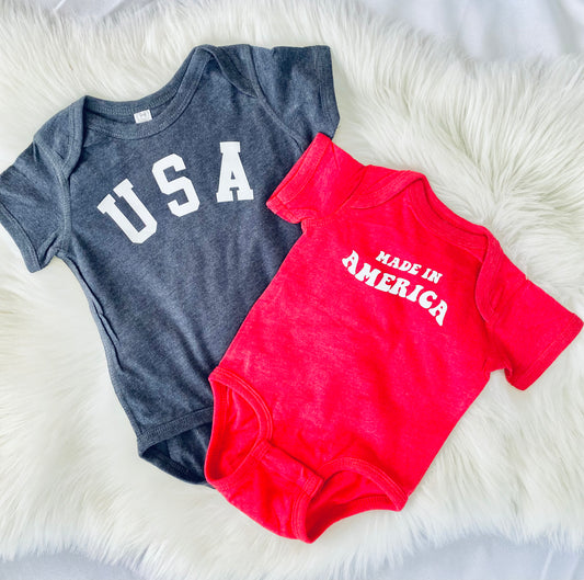 Made in America Vintage Red Baby Bodysuit/Onesie